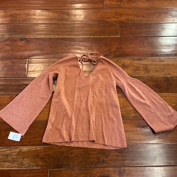 Hinge orange tie back bell sleeve sweater - Picture 2 of 2